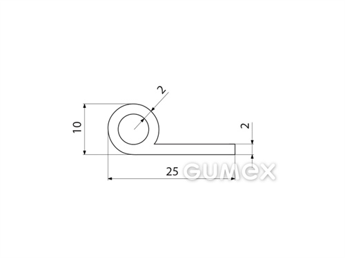 Kompaktes Silikonprofil, P-Form mit Hohlkammer - 0127, 