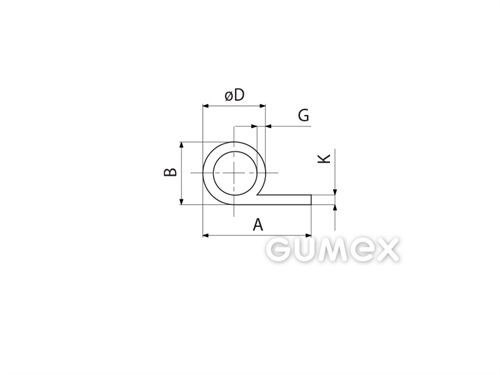 Kompaktes Silikonprofil, P-Form mit Hohlkammer - 0127, 