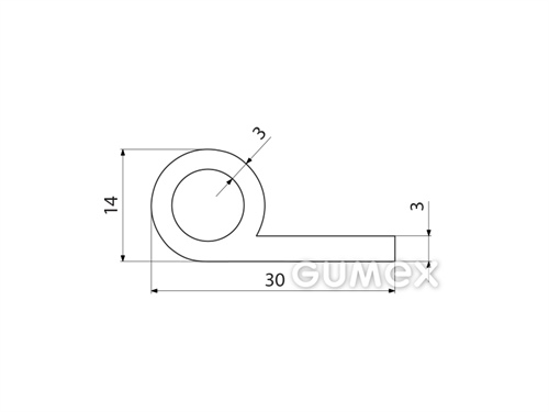 Kompaktes Silikonprofil, P-Form mit Hohlkammer - 0127, 