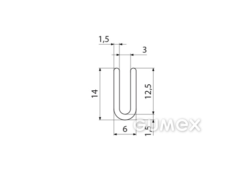 Kompaktes Silikonprofil, U-Form - 0104, 