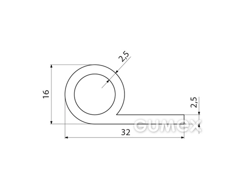 Kompaktes Silikonprofil, P-Form mit Hohlkammer - 0127, 