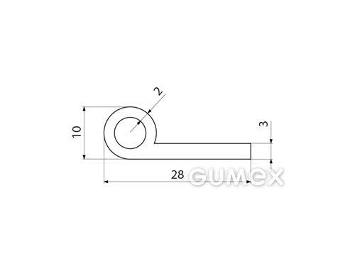 Kompaktes Silikonprofil, P-Form mit Hohlkammer - 0127, 