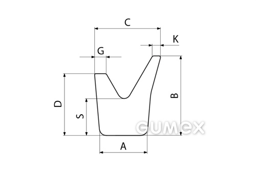 Kompaktes Silikonprofil, V-Form - 0505, 