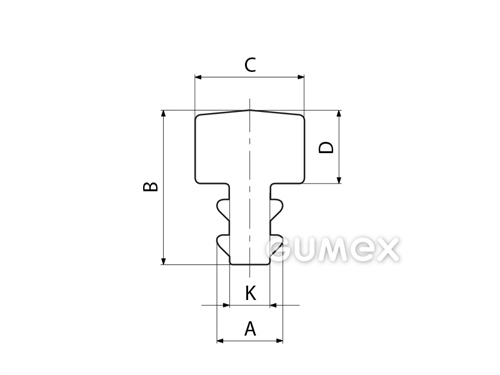 Kompaktes Silikonprofil, T-Form - 0511, 