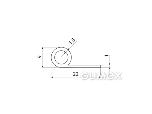 Kompaktes Silikonprofil, P-Form mit Hohlkammer - 0127, 