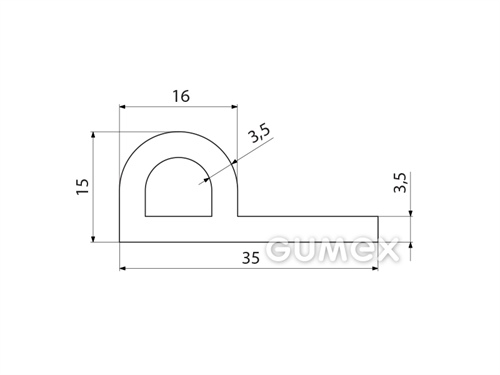 Kompaktes Silikonprofil, P-Form mit Hohlkammer - 0191, 