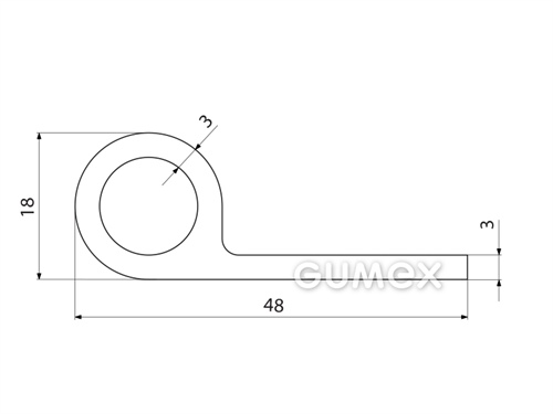 Kompaktes Silikonprofil, P-Form mit Hohlkammer - 0127, 