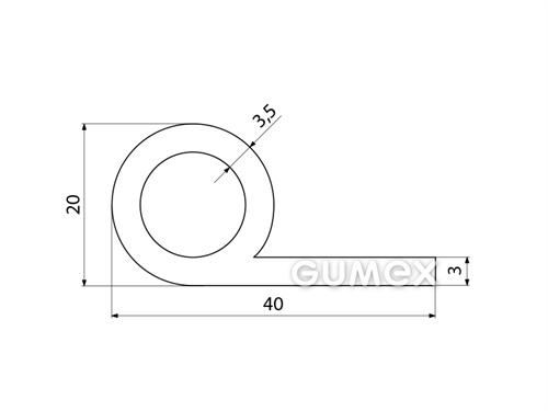 Kompaktes Silikonprofil, P-Form mit Hohlkammer - 0127, 