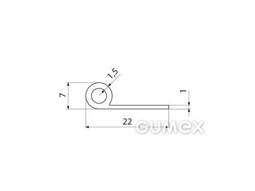 Kompaktes Silikonprofil, P-Form mit Hohlkammer - 0127, 