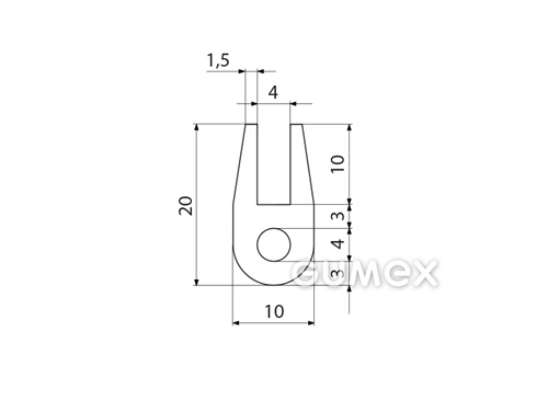 Kompaktes Silikonprofil, U-Form mit Hohlkammer - 0188, 