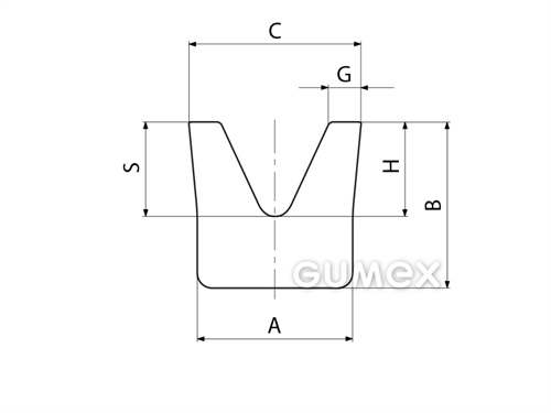 Kompaktes Silikonprofil, V-Form - 0501, 