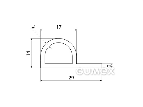 Kompaktes Silikonprofil, P-Form mit Hohlkammer - 0191, 