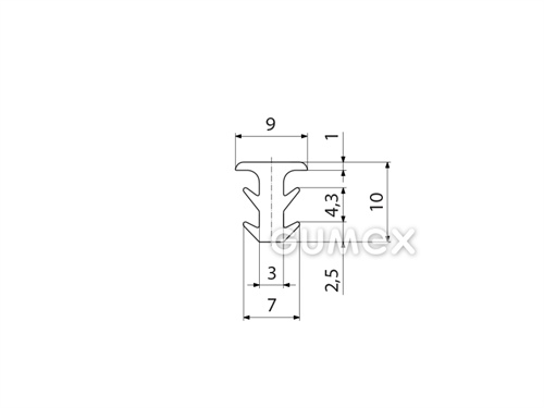 Kompaktes Silikonprofil, T-Form - 0185, 