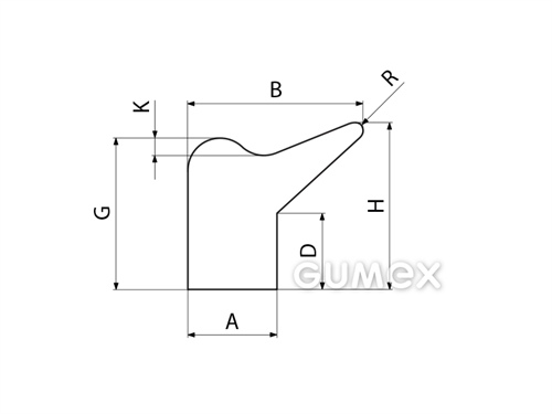 Kompaktes Silikonprofil, mit Formgebung - 0216, 