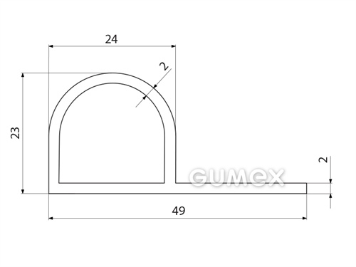 Kompaktes Silikonprofil, P-Form mit Hohlkammer - 0191