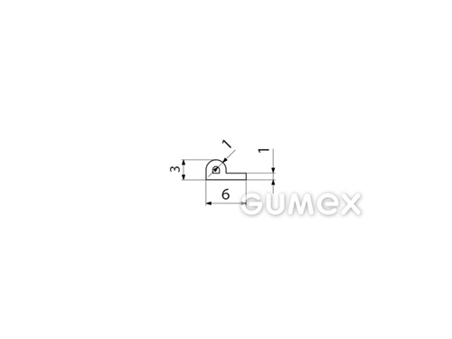 Kompaktes Silikonprofil, P-Form mit Hohlkammer - 0191, 