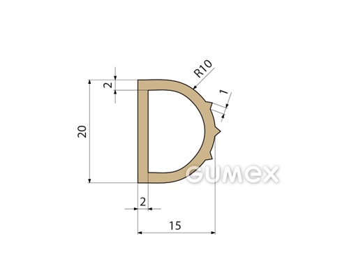 Kompaktes Silikonprofil, D-Form mit Hohlkammer - 0167, 