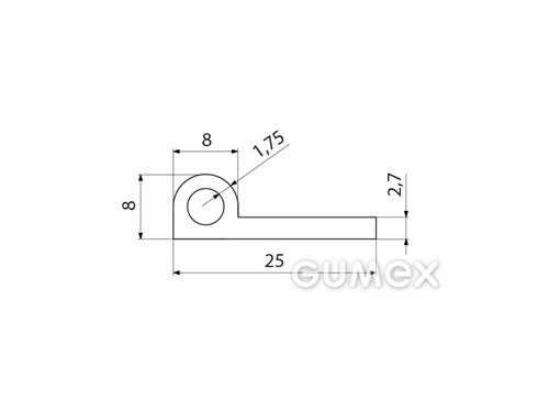 Kompaktes Silikonprofil, P-Form mit Hohlkammer - 0191, 
