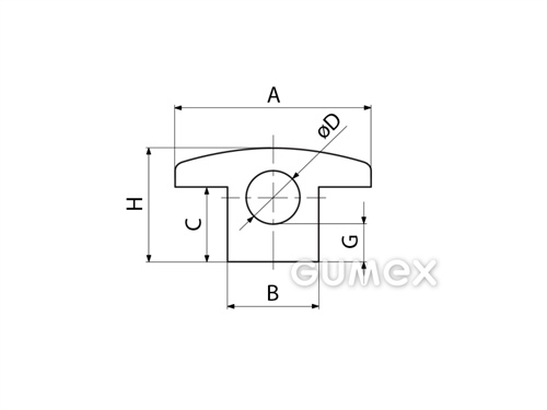 Kompaktes Silikonprofil, T-Form mit Hohlkammer - 0215, 