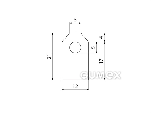 Kompaktes Silikonprofil, mit Formgebung, Hohlkammer - 0214, 