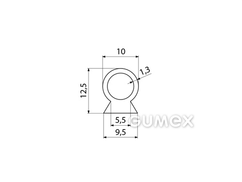 Kompaktes Silikonprofil, mit Formgebung, Hohlkammer - 0177, 