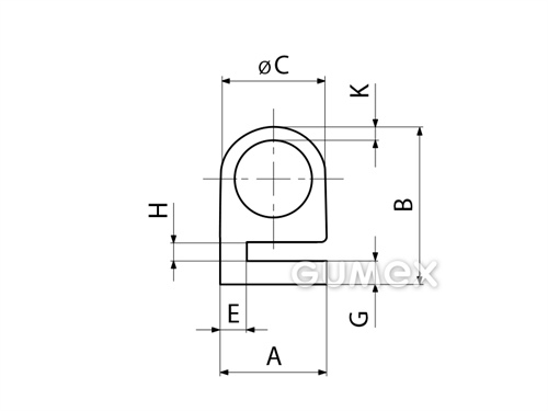 Kompaktes Silikonprofil, e-Form mit Hohlkammer - 0132, 