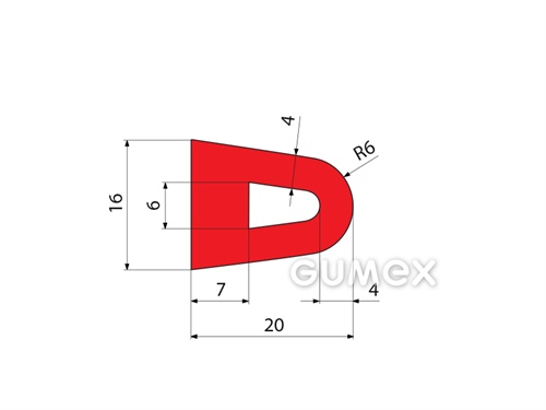 Kompaktes Silikonprofil, D-Form mit Hohlkammer - 0125, 
